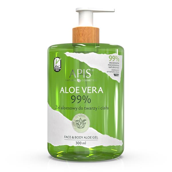 Apis 99% Aloe Vera Natural Multifunctional Aloe Gel for Face and Body for All Skin Types 300ml