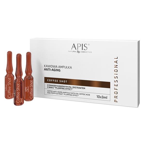 Apis Professional Coffee Anti Aging Ampoule With 5% Caffeic Acid And Poppy Extract "Plumping Effect" 10x3ml