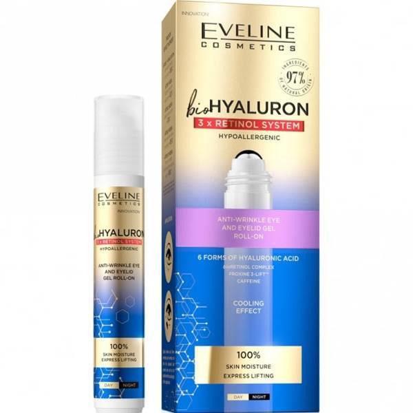 Eveline BioHyaluron 3x Retinol System Anti-Wrinkle Roll-On Gel for Eyelids 15ml