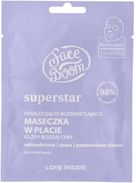 Face Boom Superstar Vitalizing and Illuminating Sheet Mask for All Skin Types 1 Piece Best Before 31.07.24