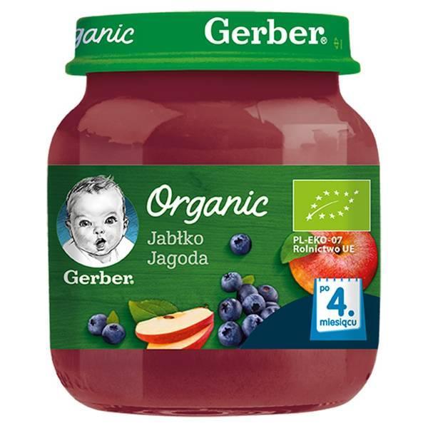 Gerber Organic Apple Blueberry for Babies after 4 Months Onwards 125g