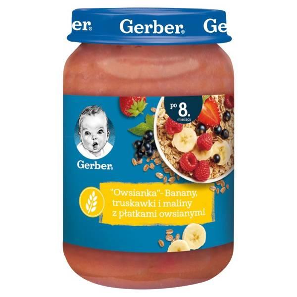 Gerber Porridge Bananas Strawberries and Raspberries with Oat Flakes for Babies over 8 Months 190g