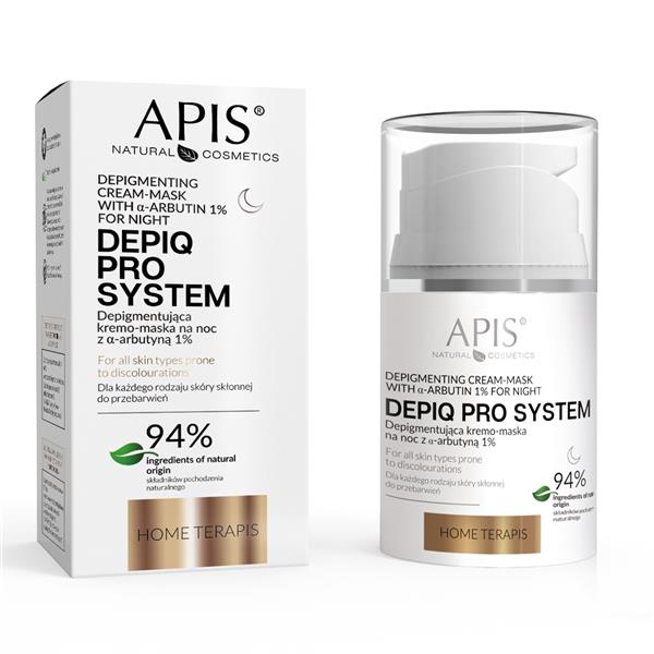 Apis Home TerApis DepiQ Pro System Depigmentacyjny Krem-Maska z 1% Alfa Arbutyną na Noc 50ml