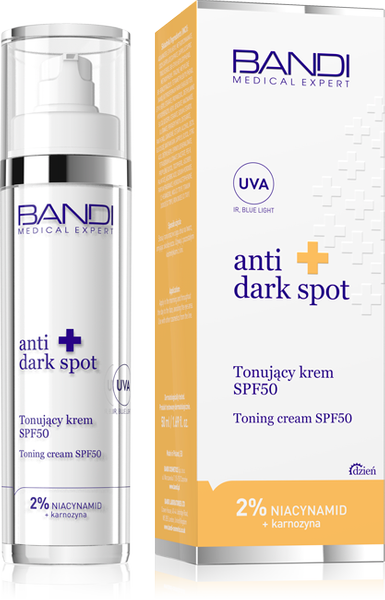 Bandi Anti Dark Spot Tonujacy Krem SPF50 Ochrona przed Przebarwieniami i Przedwczesnym Starzeniem się Skóry 50ml