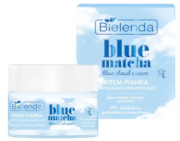 Bielenda Blue Matcha Blue Cloud Cream Nawilżająco-Balansujący Krem Pianka dla Każdego Rodzaju Cery 50ml