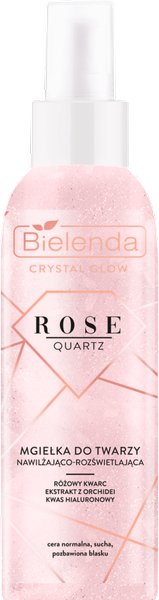 Bielenda Crystal Glow Rose Quartz Nawilżająco-Rozświetlająca Mgiełka do Twarzy dla Cery Suchej i Normalnej 200ml