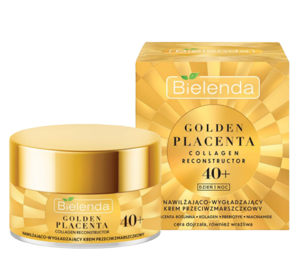 Bielenda Golden Placenta Collagen Reconstructor Nawilżająco-Wygładzający Krem Przeciwzmarszczkowy 40+ na Dzień i na Noc 50ml