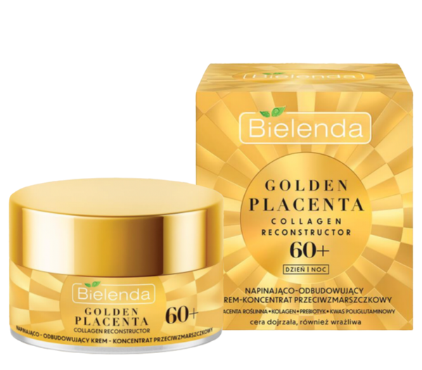 Bielenda Golden Placenta Collagen Reconstructor Odbudowujący Krem Koncentrat Przeciwzmarszczkowy 60+ na Dzień i na Noc 50ml