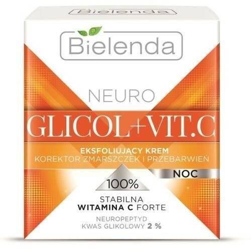 Bielenda Neuro Glicol + Vitamin C Eksfoliujący Krem Korektor Zmarszczek na Noc 50ml Best Before 30.06.24