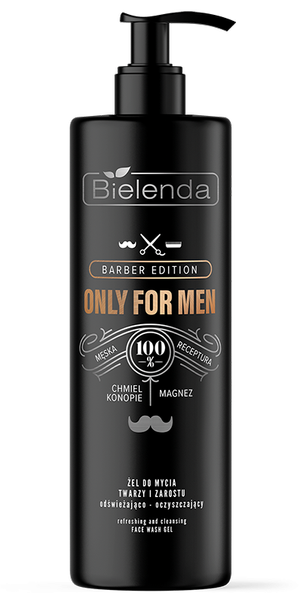 Bielenda Only for Men Barber Edition Odświeżająco-Oczyszczający Żel do Mycia Twarzy i Zarostu 190g