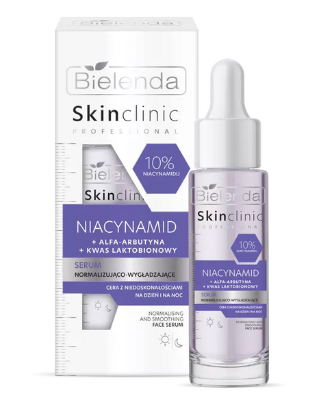 Bielenda Skin Clinic Professional Niacynamid Serum Normalizująco-Wygładzające dla Skóry z Niedoskonałościami na Dzień i na Noc 30ml