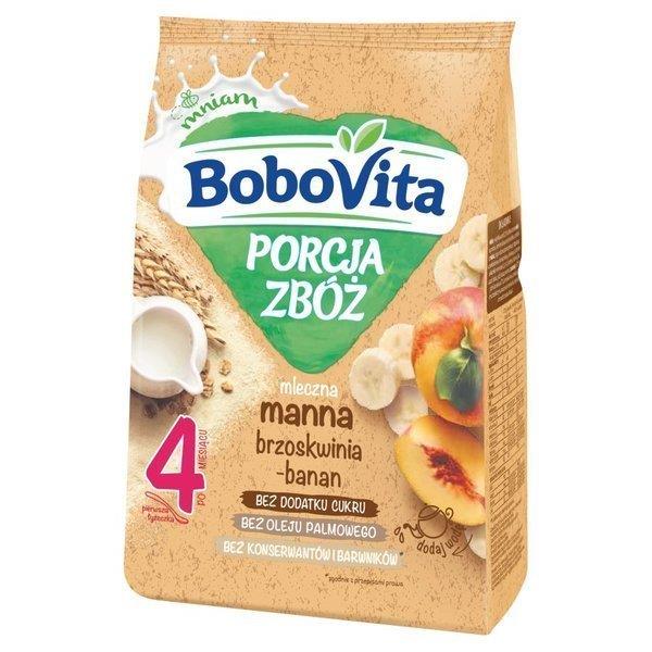 BoboVita Porcja Zbóż Mleczna Manna o Smaku Brzoskwini i Banana dla Niemowląt po 4 Miesiącu 210g