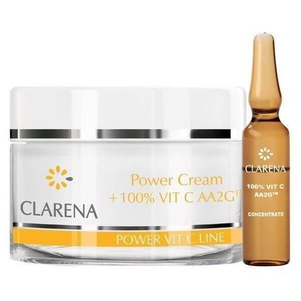 Clarena Power Pure Vit. C Line Innowacyjny Krem z 100% Aktywną Witaminą C 50ml + 100% Witaminy C 1,5 ml
