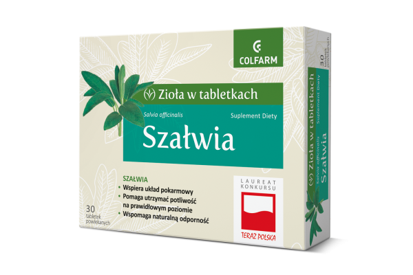 Colfarm Zioła w Tabletkach Szałwia Wspomaga Układ Pokarmowy i Naturalną Odporność 30 Tabletek