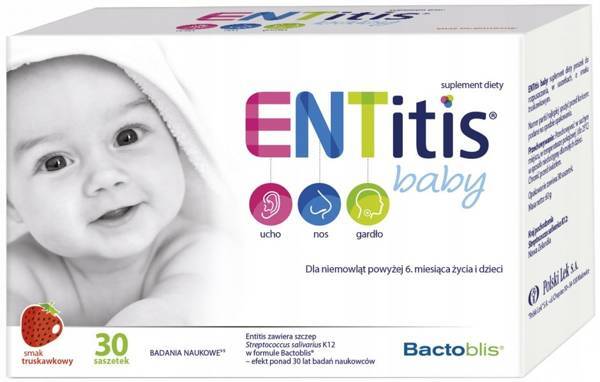 ENTitis Baby o Smaku Truskawkowym dla Niemowląt powyżej 6 Miesiąca Życia o Smaku Truskawkowym 30 Saszetek