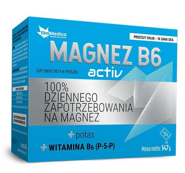 EkaMedica Magnez B6 Activ Wspomaga Układ Nerwowy i Pracę Mięśni 21x7g Saszetki