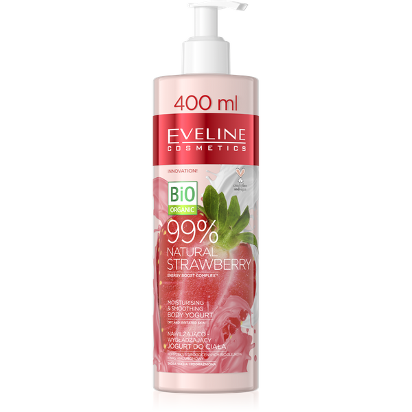 Eveline 99% Natural Strawberry Nawilżający i Wygładzający Jogurt do Ciała 400ml