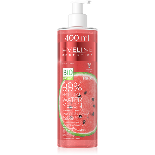 Eveline 99% Natural Watermelon Arbuzowy Nawilżająco Kojący Hydrożel do Ciała i Twarzy 400ml