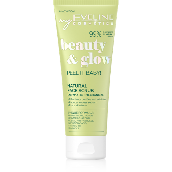 Eveline Beauty & Glow Peel It Baby! Naturalny Peeling 2w1 Enzymatyczny i Mechaniczny dla Każdego Rodzaju Skóry 75ml