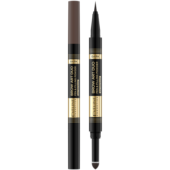 Eveline Brow Art Duo Pencil 2in1 Dark Precyzyjny Wielofunkcyjny Pisak z Pudrem do Brwi i Miękkim Aplikatorem 8g