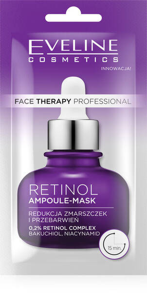 Eveline Face Therapy Professional Ampoule-Mask Retinol Redukująca Zmarszczki i Przebarwienia Maska w Kremie dla Skóry z Pierwszymi Oznakami Starzenia 8ml