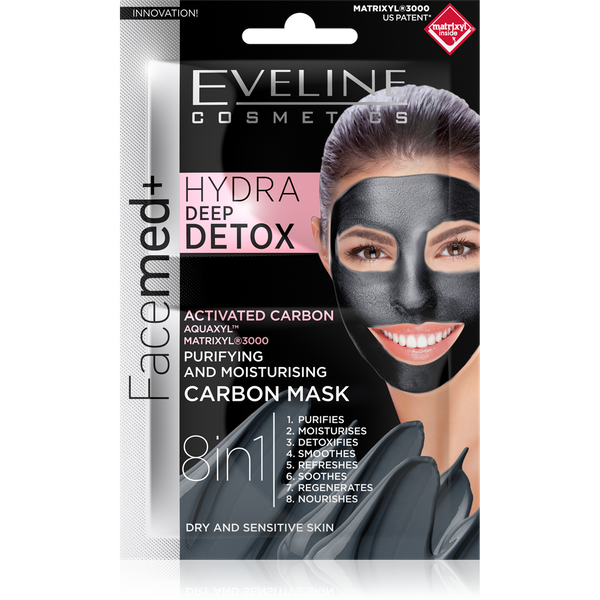 Eveline Facemed+ Hydra Deep Detox 8w1 Oczyszczająco-nawilżająca Maska Węglowa 7ml