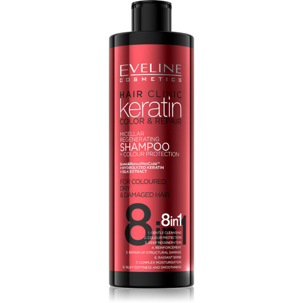Eveline Keratin Colour & Repair Szampon Chroniący Kolor i Włosy Farbowane 8w1 400ml