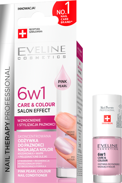 Eveline Nail Therapy Professional 6w1 Care & Colour Skoncentrowana Odżywka do Paznokci Nadająca Kolor Pink Pearl 5ml