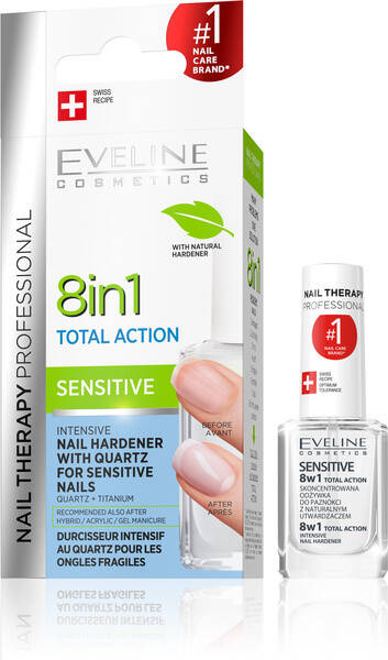 Eveline Nail Therapy Total Action 8w1 Sensitive Skoncentrowana Odżywka do Paznokci Wrażliwych 12ml