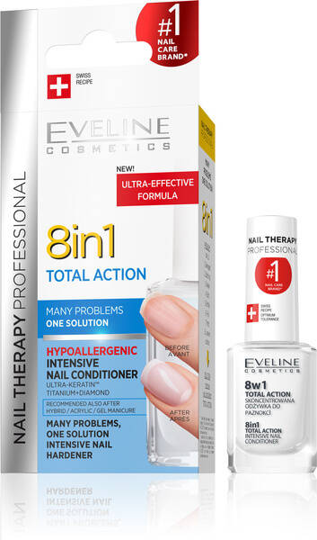 Eveline Nail Therapy Total Action Skoncentrowana Odżywka do Paznokci 8w1 12ml
