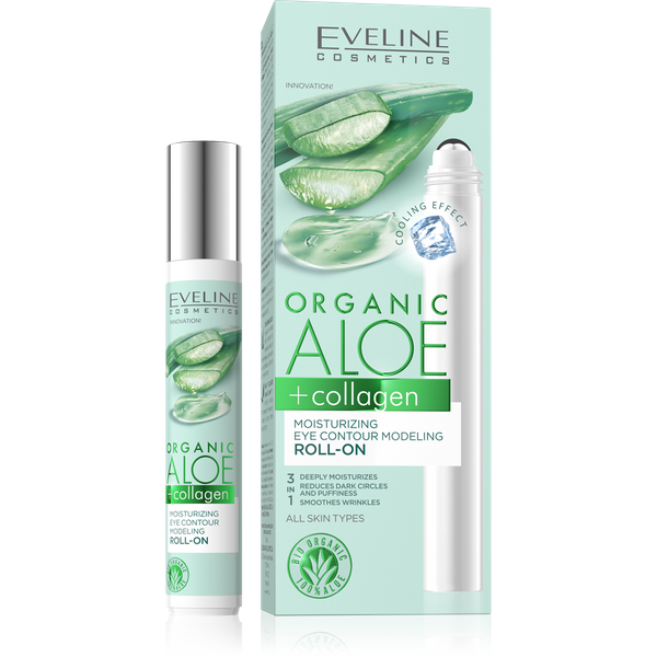 Eveline Organic Aloe + Collagen Wegański Nawilżający Roll-on Modelujący Kontur Oczu 15ml
