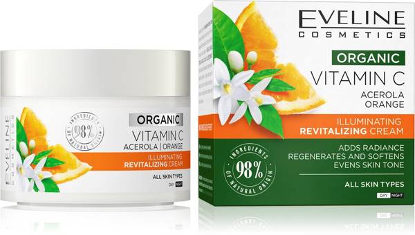 Eveline Organic Vitamin C Rozświetlający Krem Rewitalizujący dla Każdego Rodzaju Skóry na Dzień i na Noc 50ml