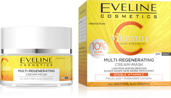 Eveline Skin Specialist Vitamin C Multiregenerujący Krem Maska dla Każdego Rodzaju Skóry na Dzień na Noc 50ml