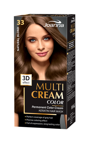 Joanna Multi Cream Trwały Intensywny Kolor Włosów Farba Pielęgnacja 33 Naturalny Blond
