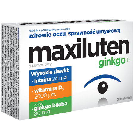 Maxiluten Ginkgo+ dla Zdrowych Oczu i Sprawności Umysłowej 30 Tabletek