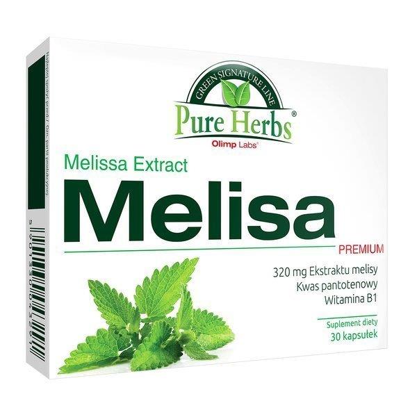 Melisa Premium Ekstrakt z Melisy Witamina B1 Na Spokojny Sen 30 Kapsułek