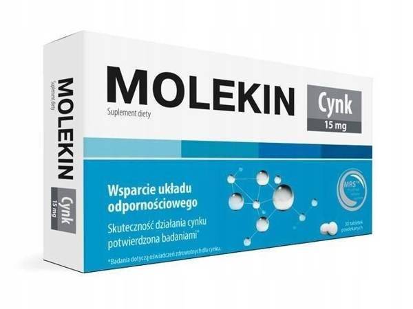 Molekin Cynk 15 mg na Wsparcie Układu Odpornościowego 30 Tabletek