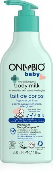 OnlyBio Baby Hipoalergiczne Mleczko do Ciała dla Niemowląt od 1 Dnia Życia dla Skóry Atopowej i Alergicznej 300ml
