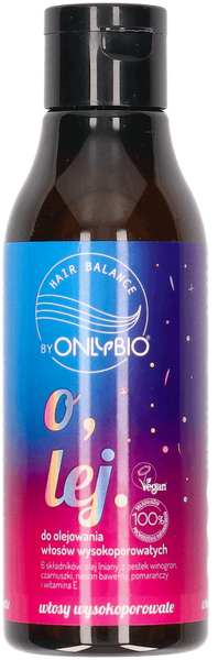 OnlyBio Hair Balance Wegański Olej do Olejowania Włosów Wysokoporowatych 150ml